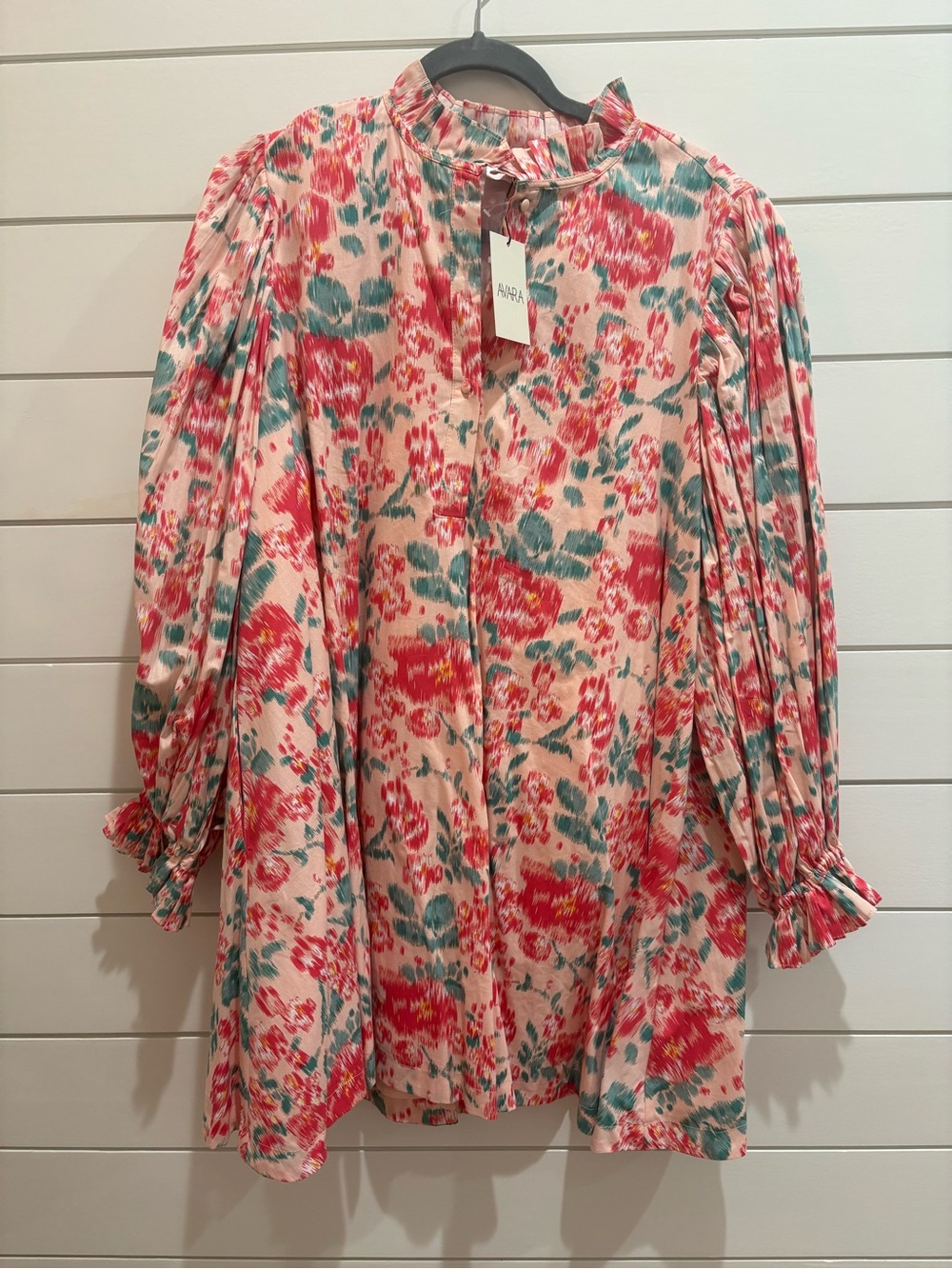 Fate Pink and Teal Ikat-Print Dress
